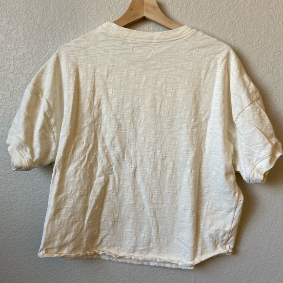 Madewell Cropped Henley Shirt in Cream Size Medium - Picture 4 of 4